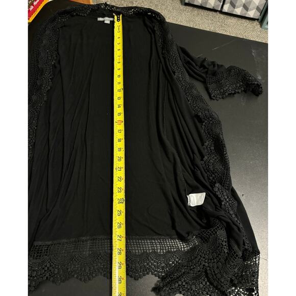 Kate & Mallory Crochet Beach Coverup Kimono Black Size XS - Picture 2 of 3